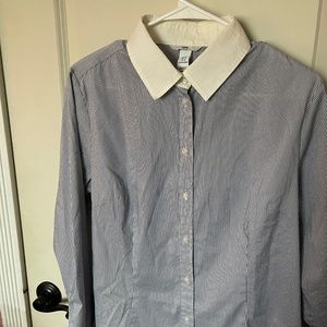 h&m size 14 blue&white stripes with white collar/cuffs